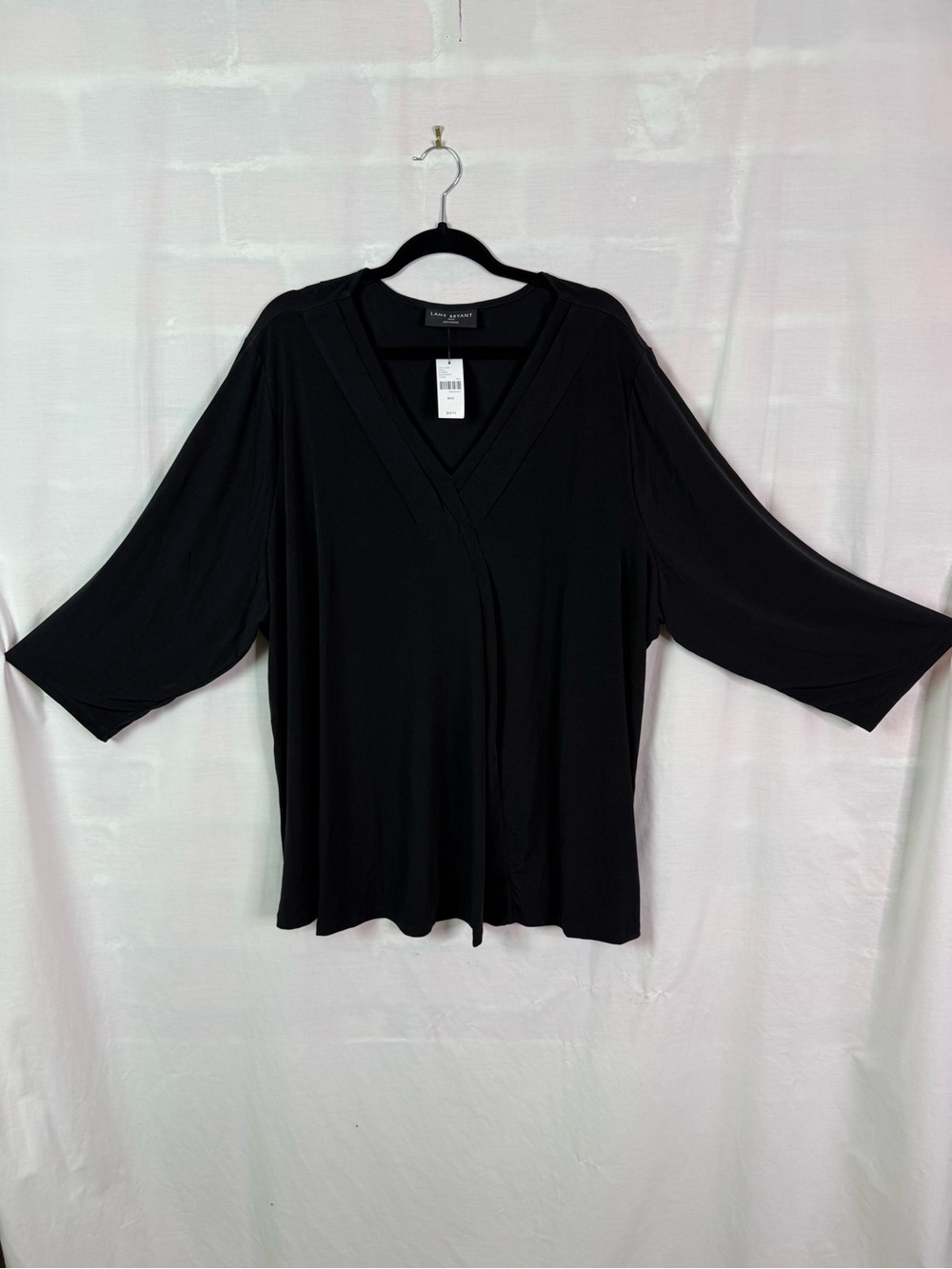 Lane Bryant Black V-Neck Long Sleeve Top 30/32 NEW NWT